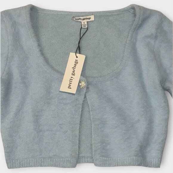 Pretty Garbage Women Size S Long Sleeve Cardigan Light Blue - Picture 3 of 11